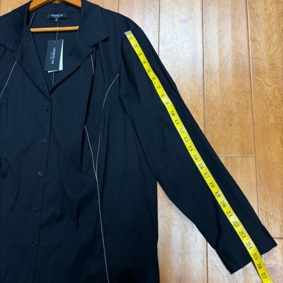Lafayette 148 NY Womens Black Button Up Long Sleeve Top Size 24W Minimalist Work - Picture 6 of 9